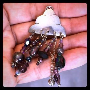 Native American Platero Sterling Beaded Pendant